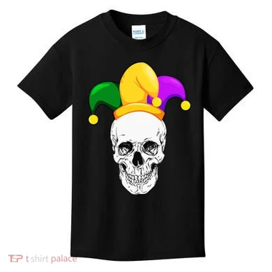Mardi Gras Skull Parade Jester Kids T-Shirt