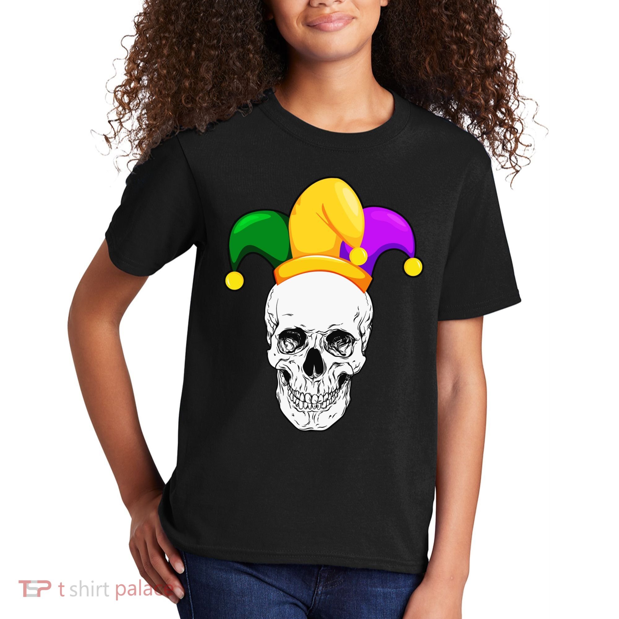 Mardi Gras Skull Parade Jester Kids T-Shirt