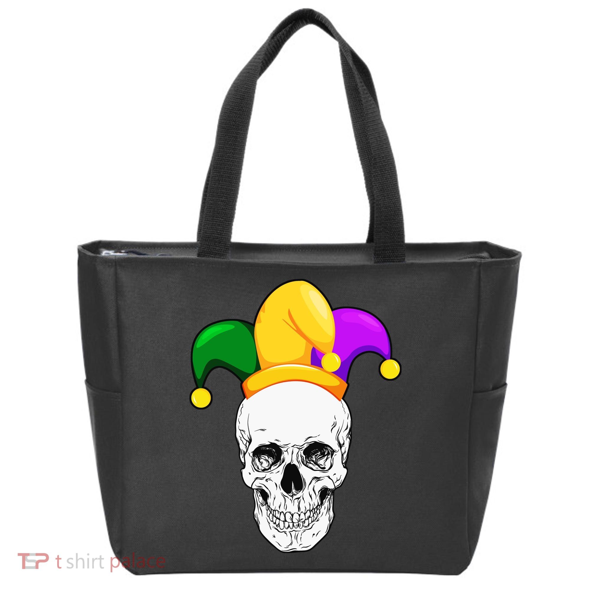 Mardi Gras Skull Parade Jester Tote Bag