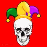 Mardi Gras Skull Parade Jester Santa Hat thumb 1