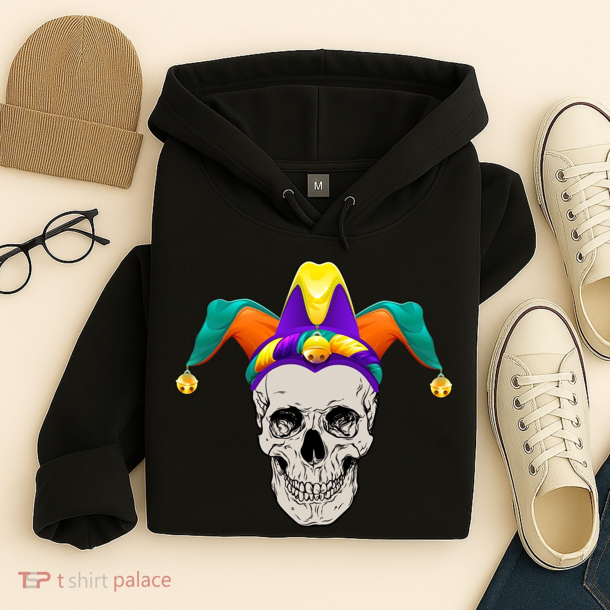 Mardi Gras Skull Party Hard Hoodie