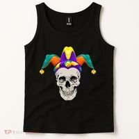 Mardi Gras Skull Party Hard Tank Top thumb 2