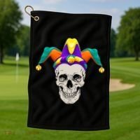 Mardi Gras Skull Party Hard Golf Towel thumb 1