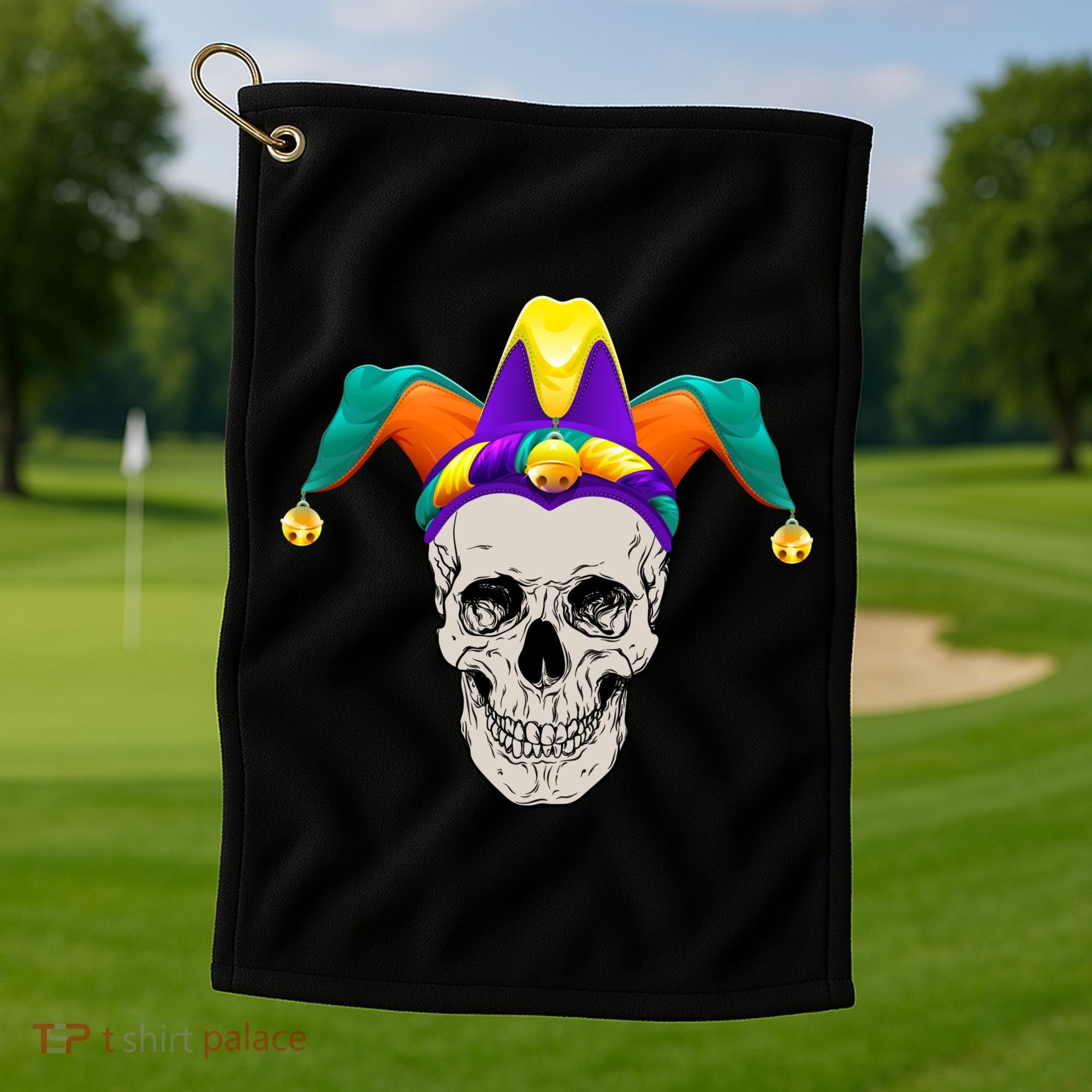 Mardi Gras Skull Party Hard Golf Towel