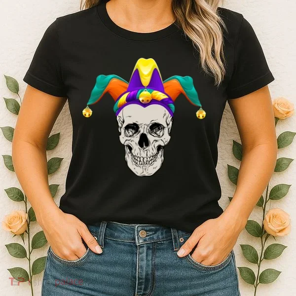 Mardi Gras Skull Party Hard Women's T-Shirt
