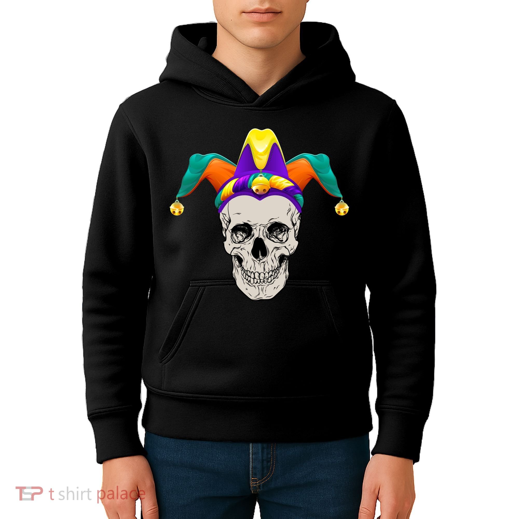Mardi Gras Skull Party Hard Kids Hoodie