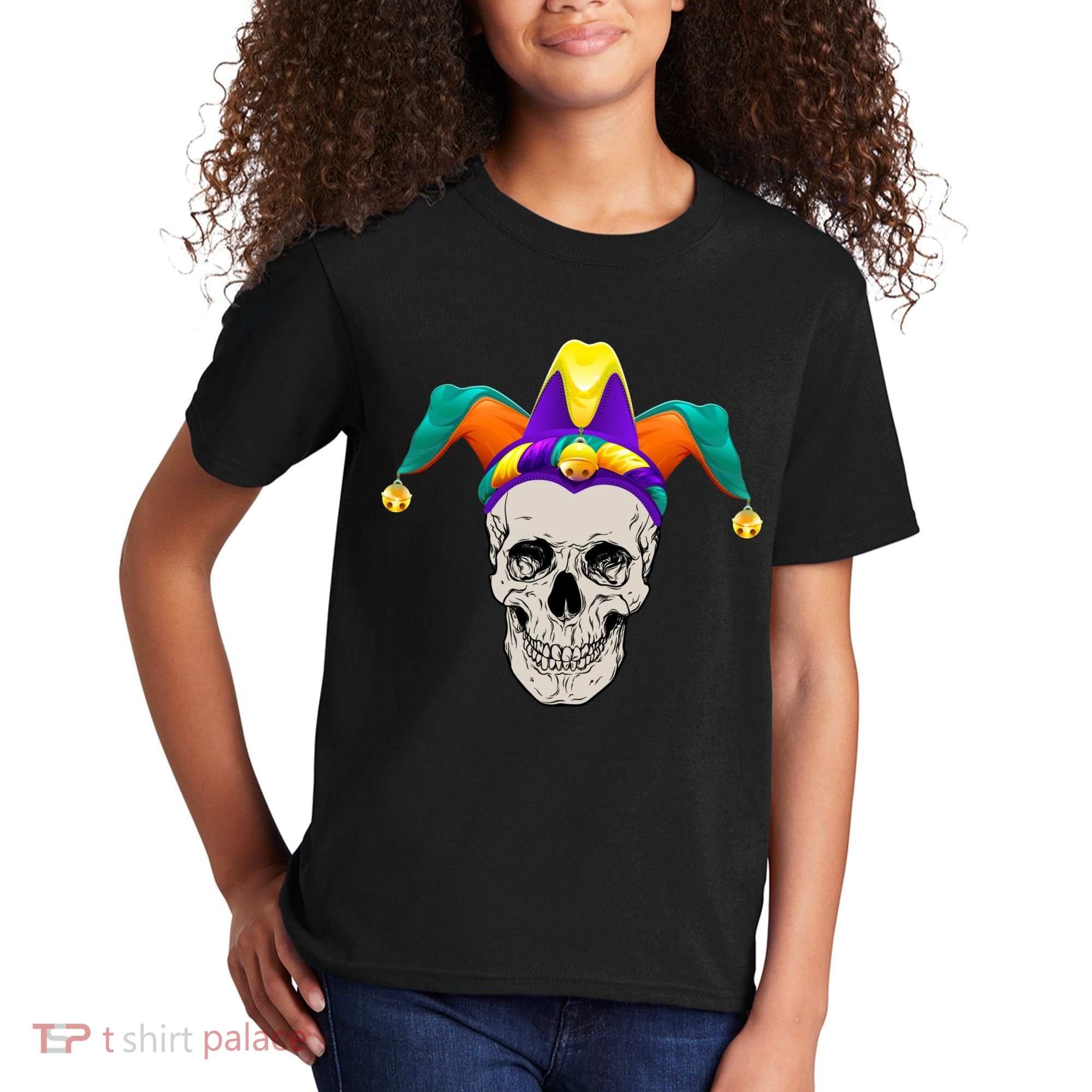 Mardi Gras Skull Party Hard Kids T-Shirt