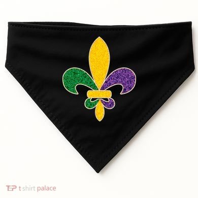 Mardi Gras Sparkle Fleur De Lis USA-Made Doggie Bandana