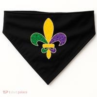 Mardi Gras Sparkle Fleur De Lis USA-Made Doggie Bandana thumb 0