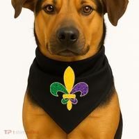 Mardi Gras Sparkle Fleur De Lis USA-Made Doggie Bandana thumb 1