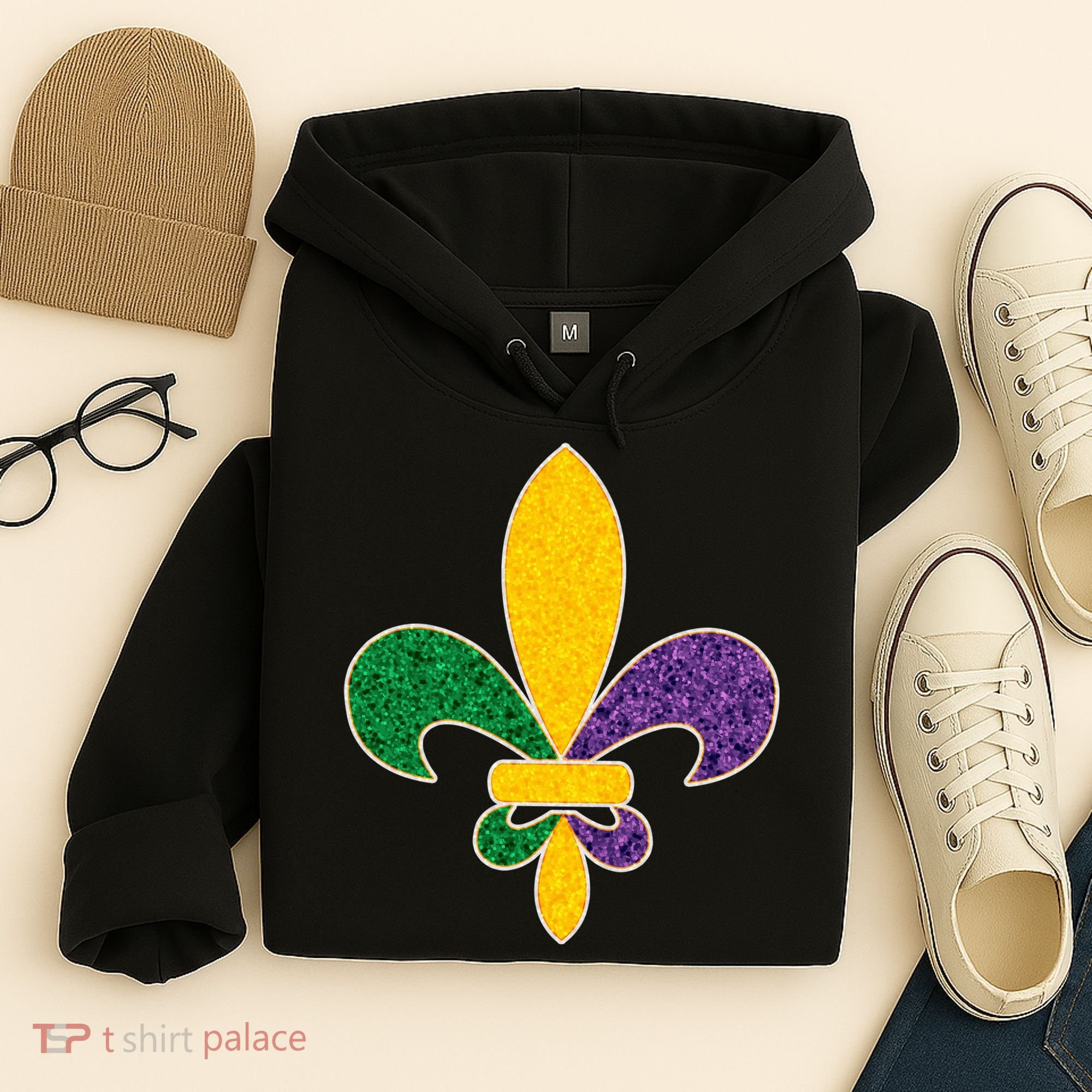 Mardi Gras Sparkle Fleur De Lis Hoodie