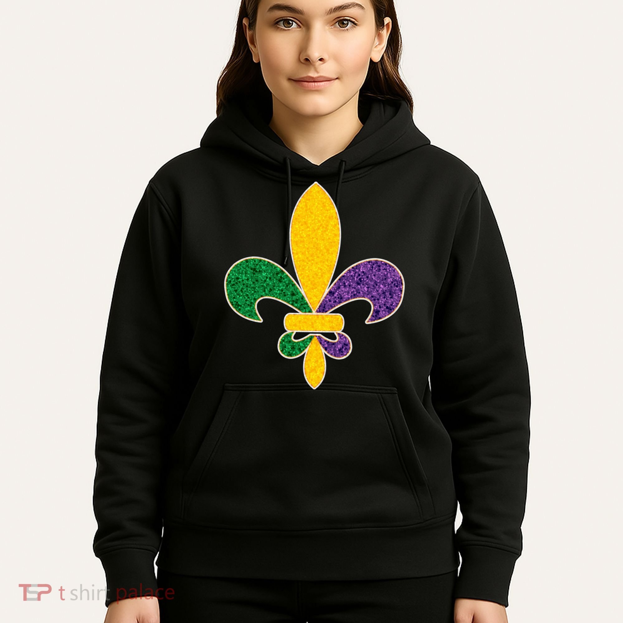 Mardi Gras Sparkle Fleur De Lis Hoodie