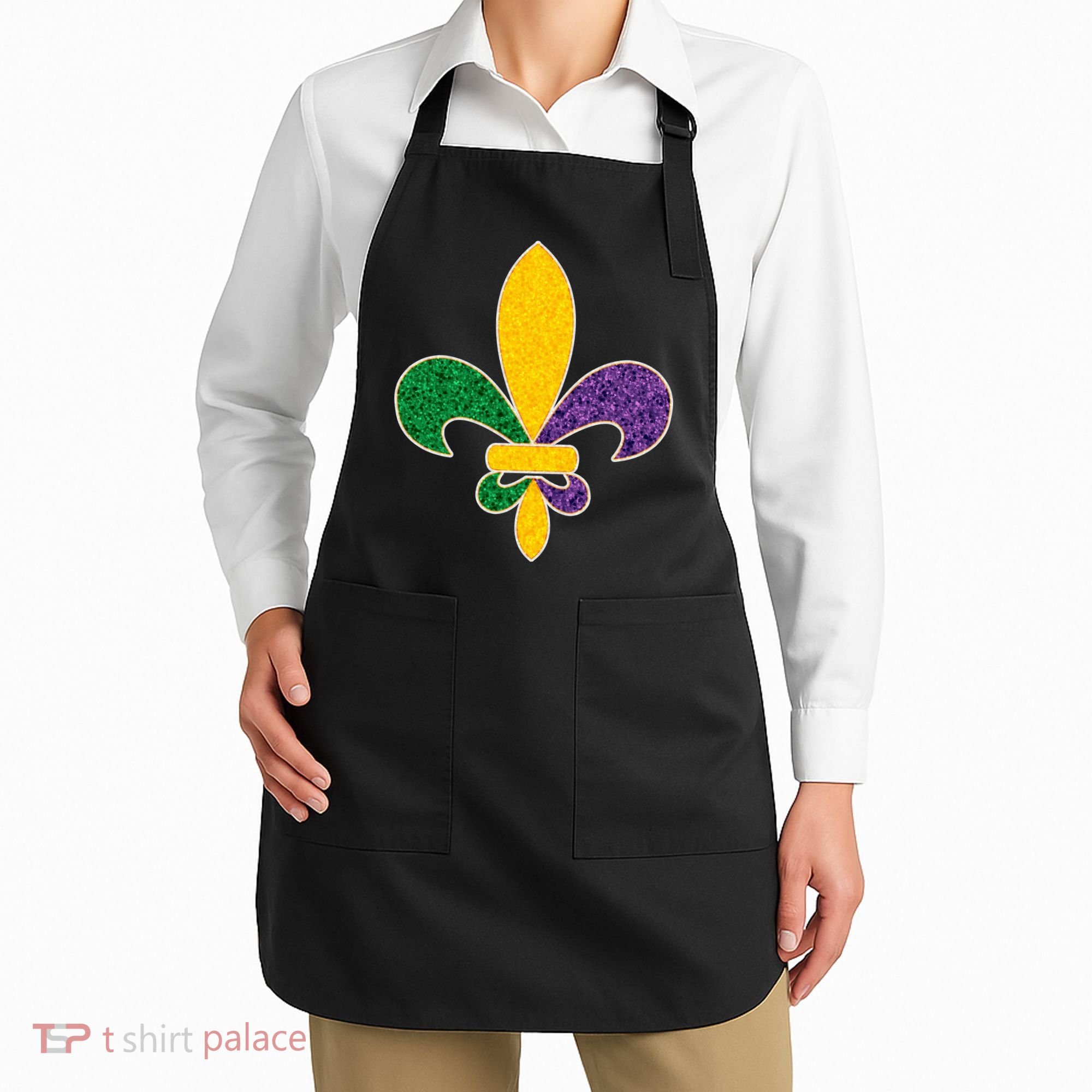 Mardi Gras Sparkle Fleur De Lis Apron