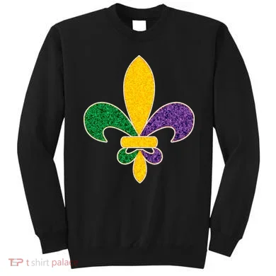 Mardi Gras Sparkle Fleur De Lis Sweatshirt