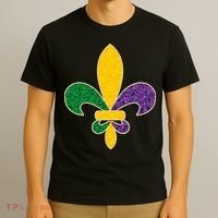 Mardi Gras Sparkle Fleur De Lis T-Shirt thumb 3