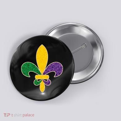 Mardi Gras Sparkle Fleur De Lis Button