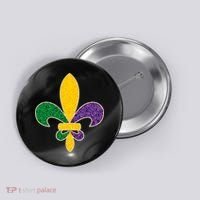 Mardi Gras Sparkle Fleur De Lis Button thumb 0