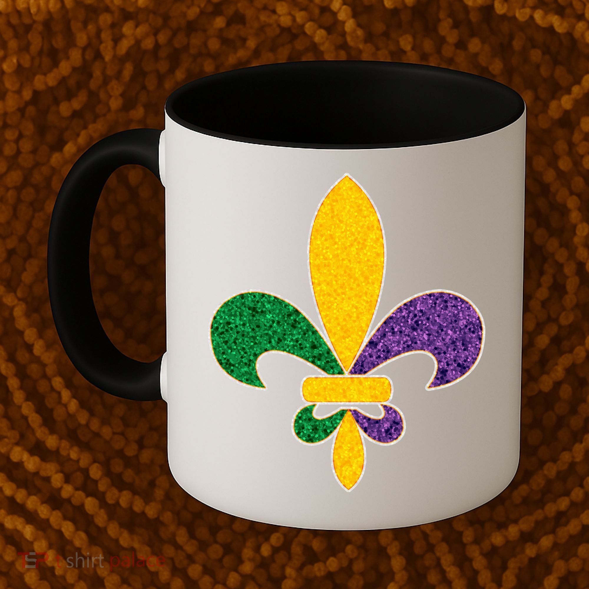 Mardi Gras Sparkle Fleur De Lis Coffee Mug
