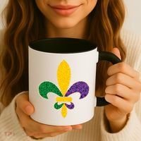 Mardi Gras Sparkle Fleur De Lis Coffee Mug thumb 3