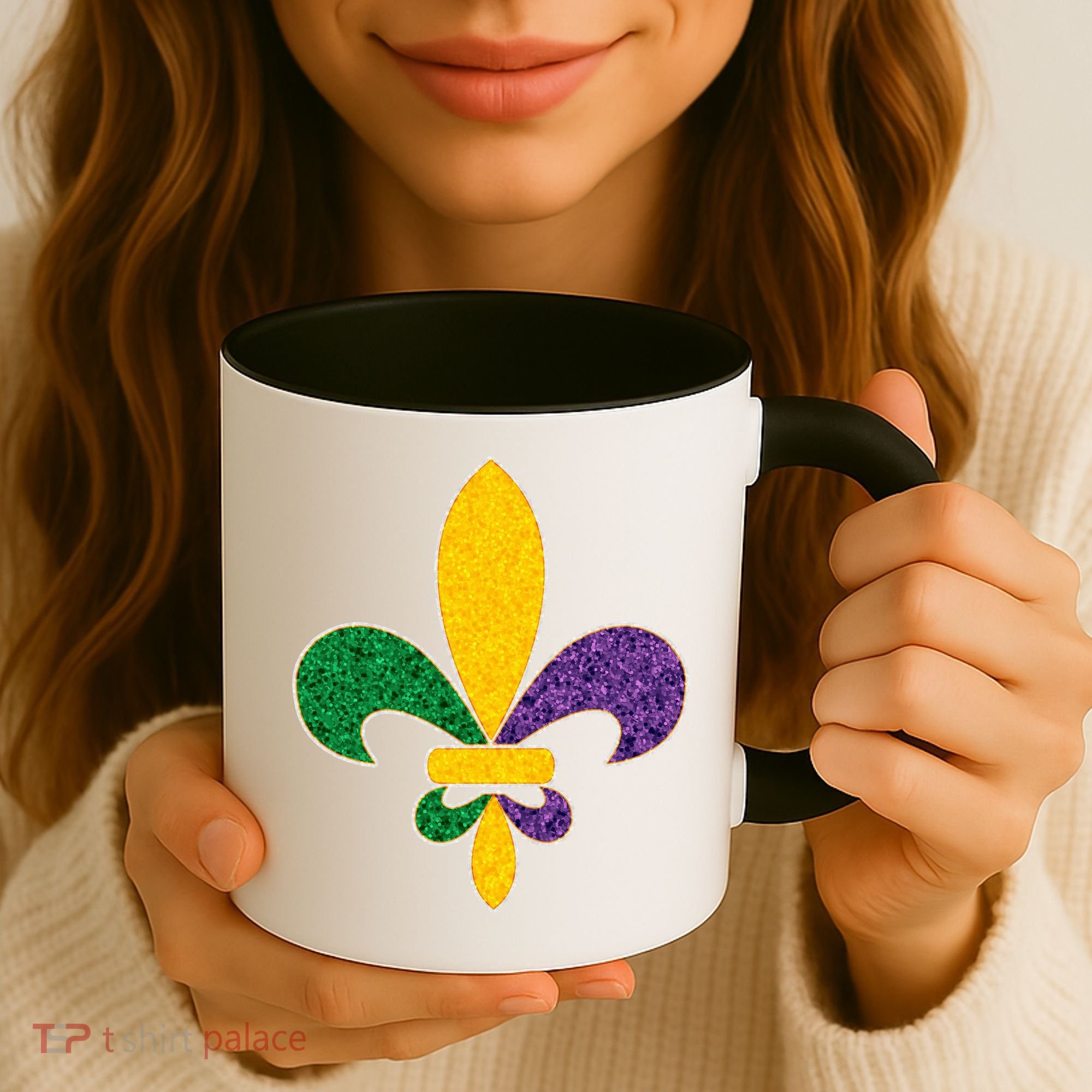 Mardi Gras Sparkle Fleur De Lis Coffee Mug