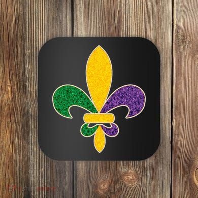 Mardi Gras Sparkle Fleur De Lis Coaster