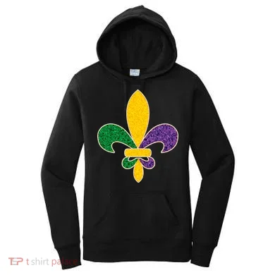 Mardi Gras Sparkle Fleur De Lis Women's Hoodie