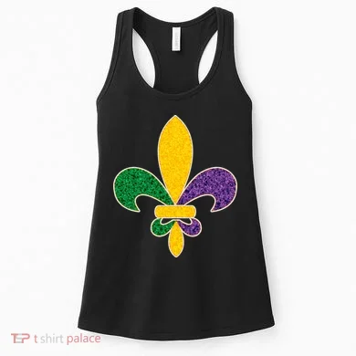 Mardi Gras Sparkle Fleur De Lis Women's Tank Top