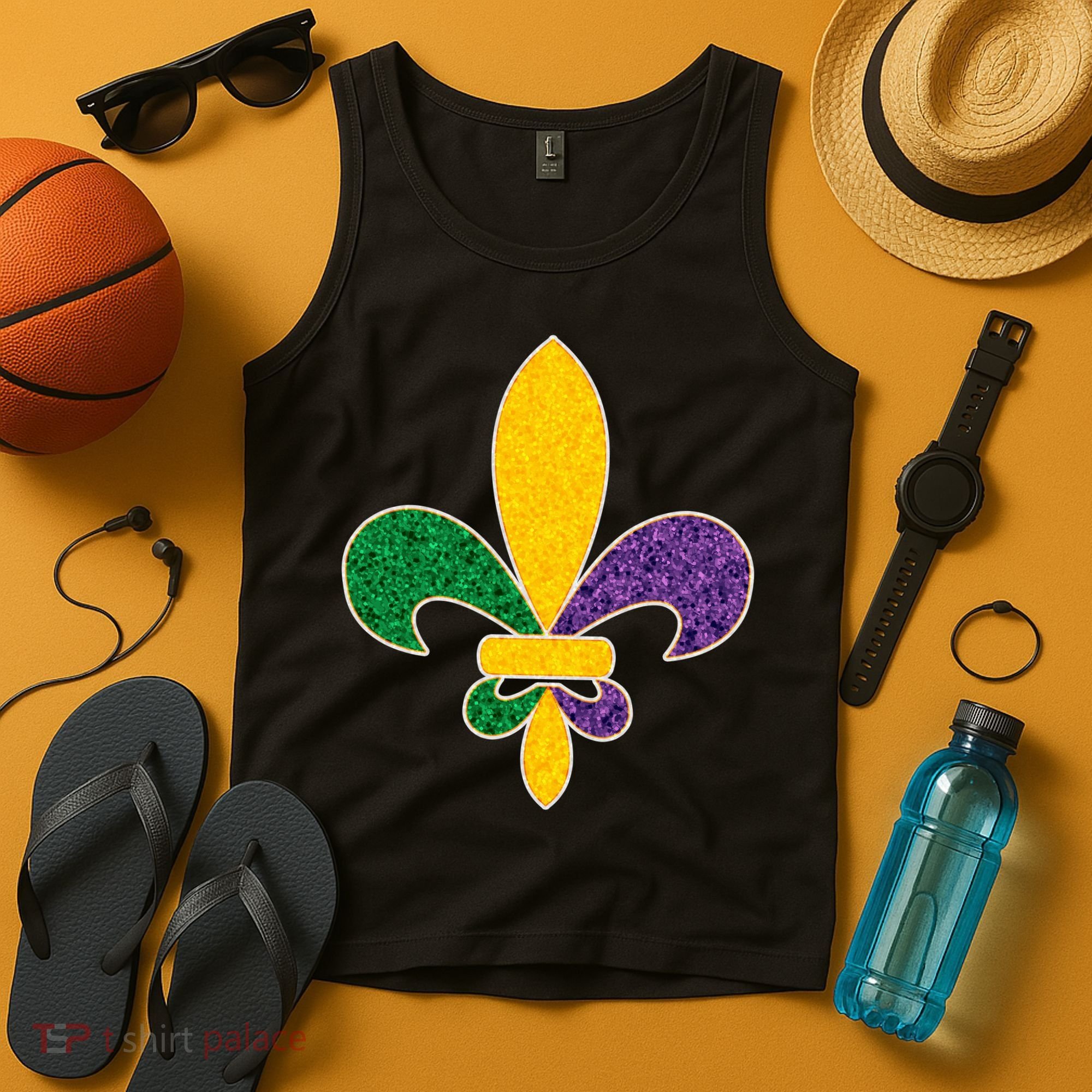 Mardi Gras Sparkle Fleur De Lis Tank Top