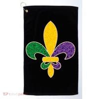 Mardi Gras Sparkle Fleur De Lis Golf Towel thumb 0
