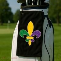 Mardi Gras Sparkle Fleur De Lis Golf Towel thumb 2
