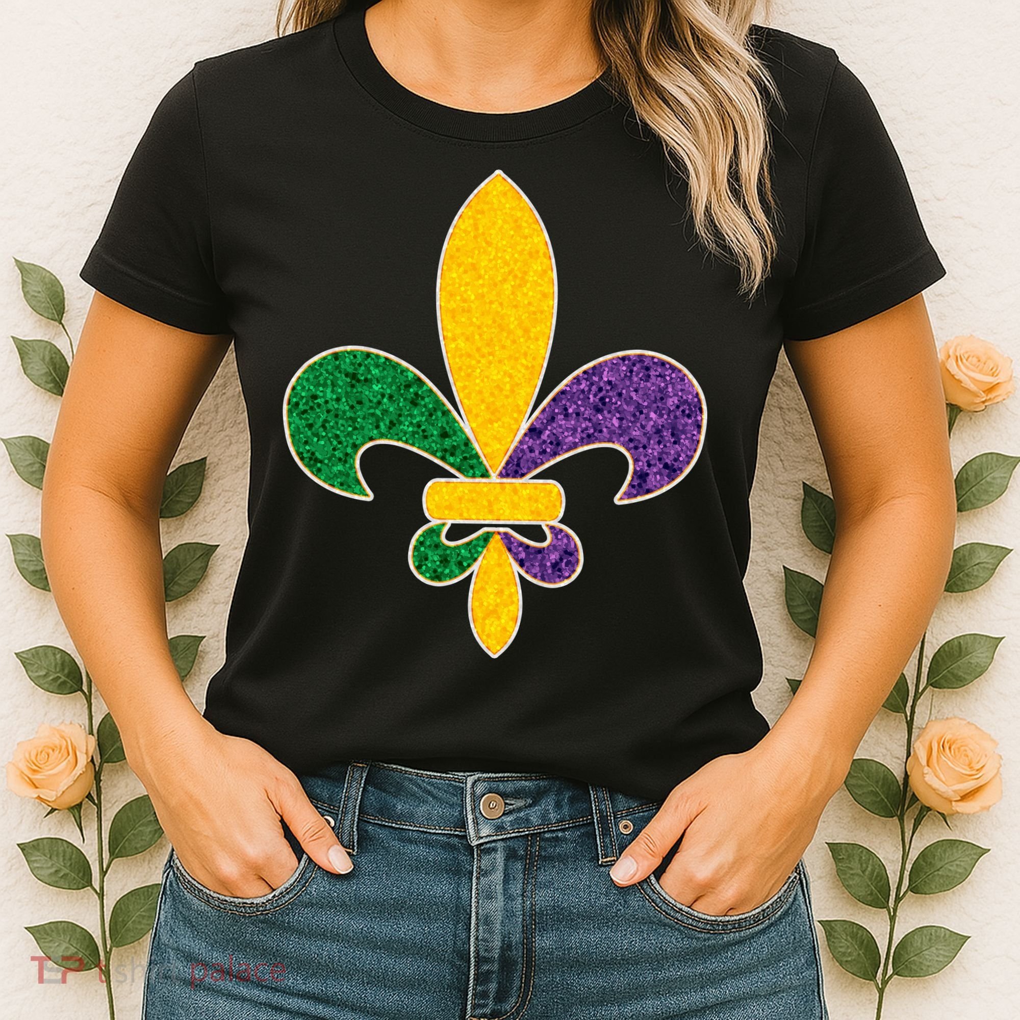 Mardi Gras Sparkle Fleur De Lis Women's T-Shirt