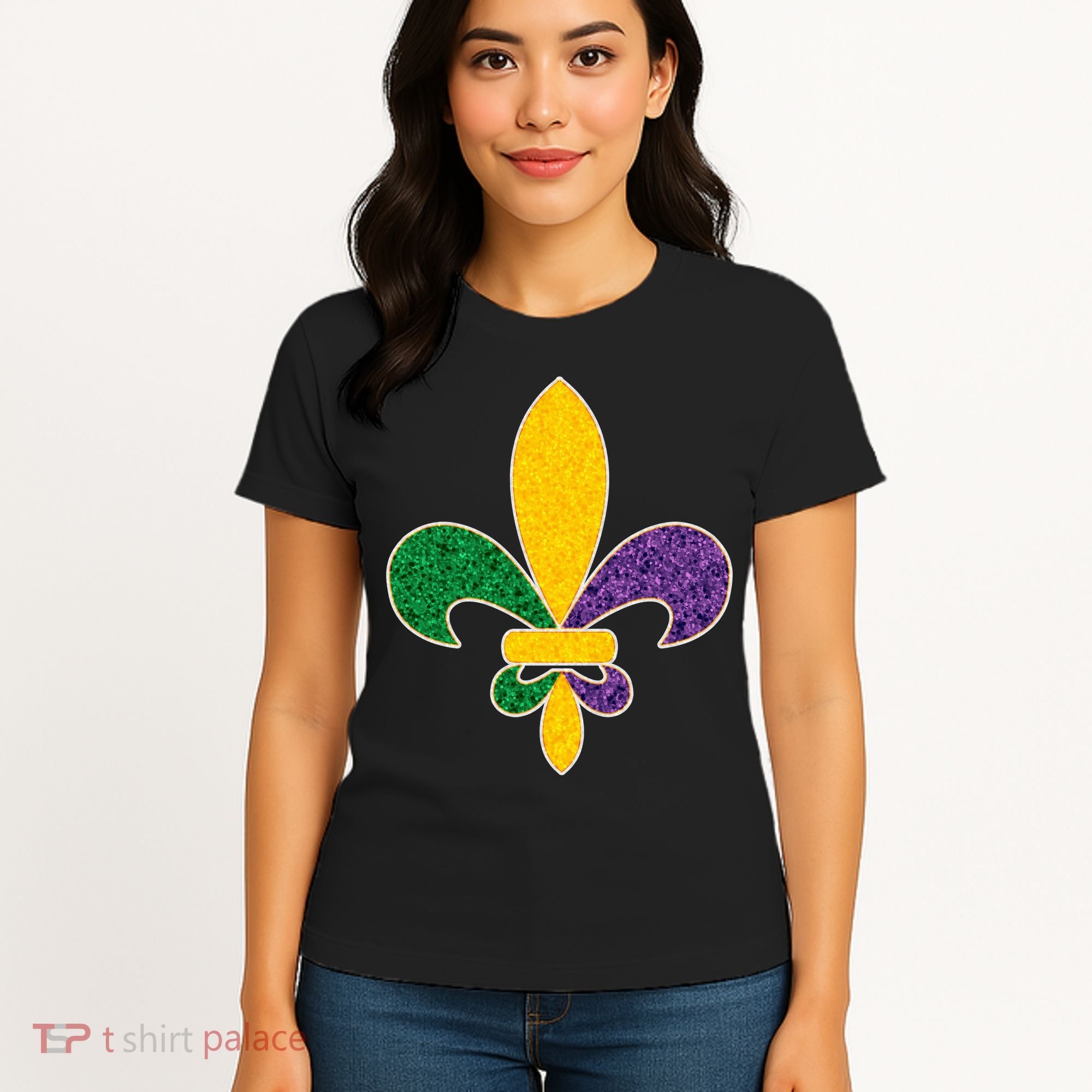 Mardi Gras Sparkle Fleur De Lis Women's T-Shirt