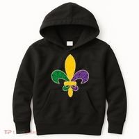 Mardi Gras Sparkle Fleur De Lis Kids Hoodie thumb 0