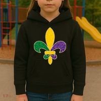 Mardi Gras Sparkle Fleur De Lis Kids Hoodie thumb 3