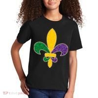 Mardi Gras Sparkle Fleur De Lis Kids T-Shirt thumb 2