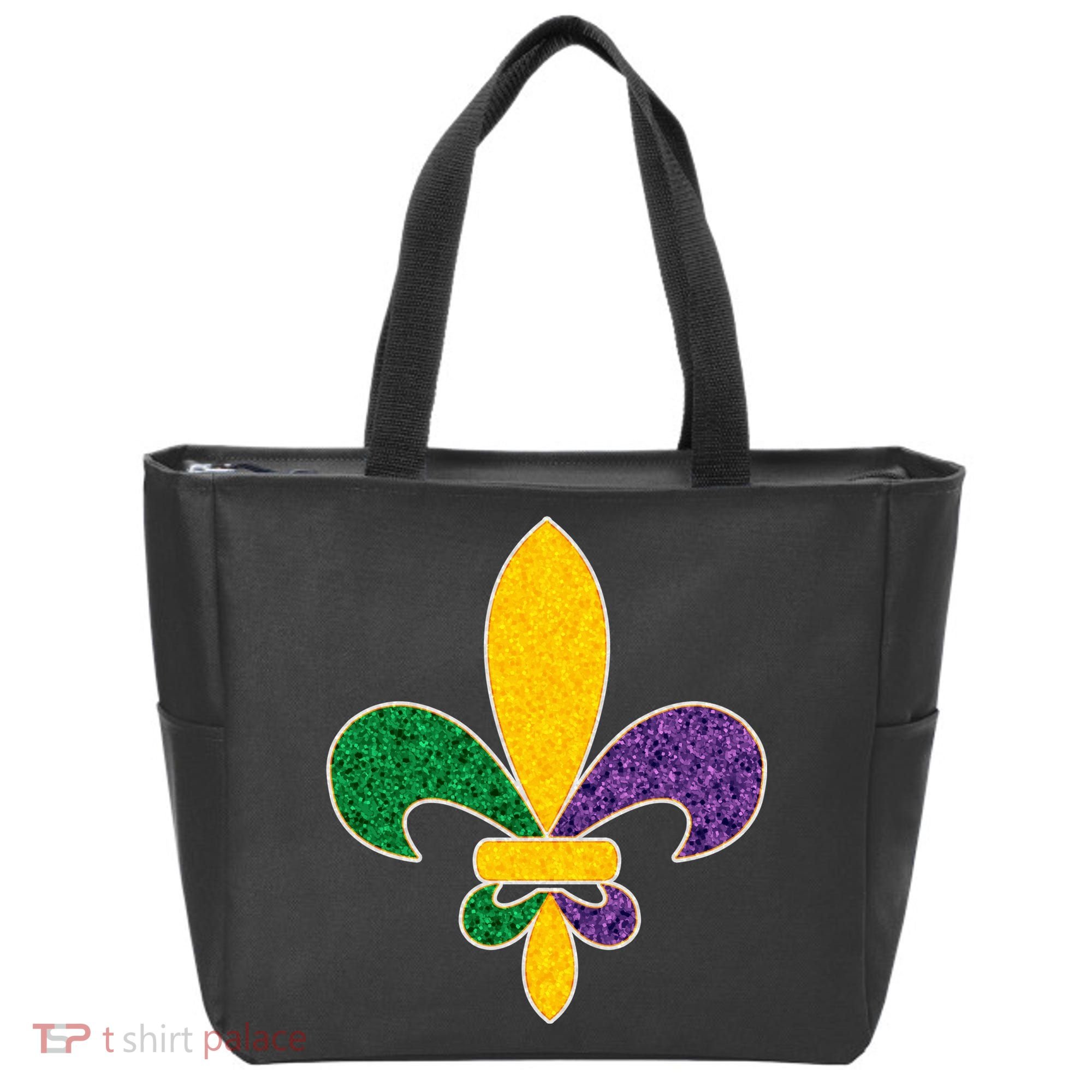 Mardi Gras Sparkle Fleur De Lis Tote Bag