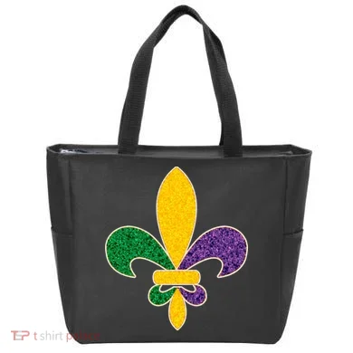 Mardi Gras Sparkle Fleur De Lis Tote Bag