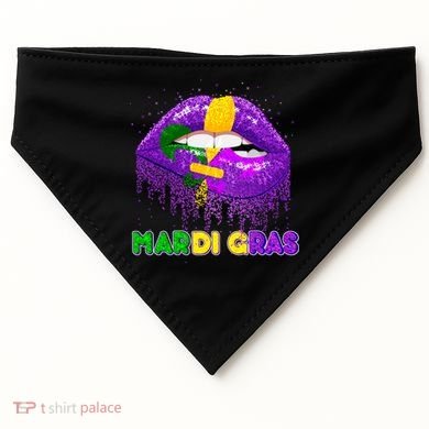 Mardi Gras Sparkle Lips USA-Made Doggie Bandana