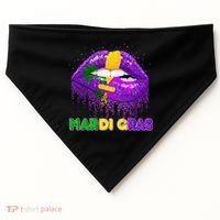 Mardi Gras Sparkle Lips USA-Made Doggie Bandana thumb 0