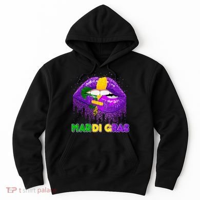 Mardi Gras Sparkle Lips Hoodie