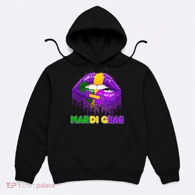 Mardi Gras Sparkle Lips Hoodie