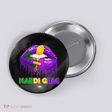 Mardi Gras Sparkle Lips Button