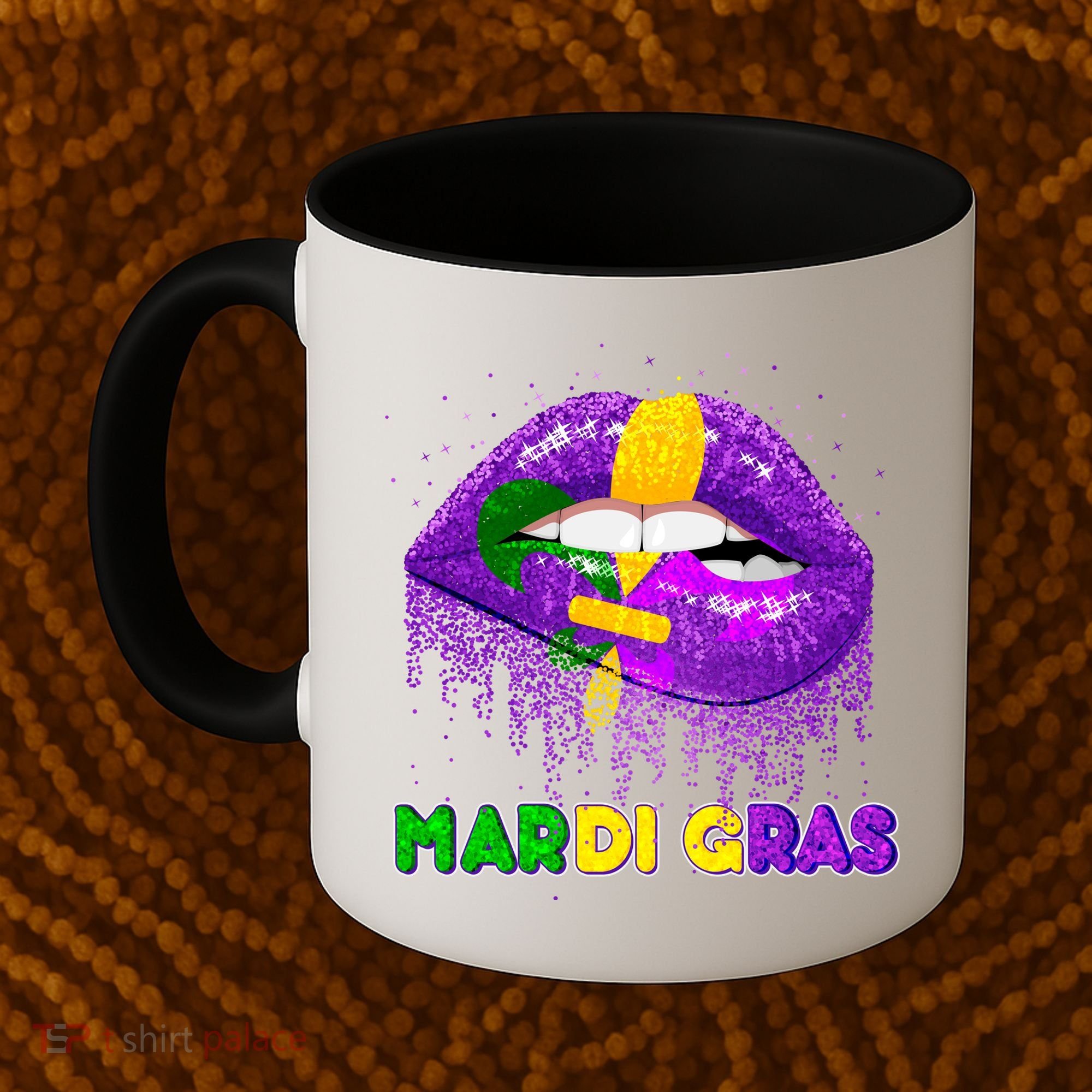 Mardi Gras Sparkle Lips Coffee Mug