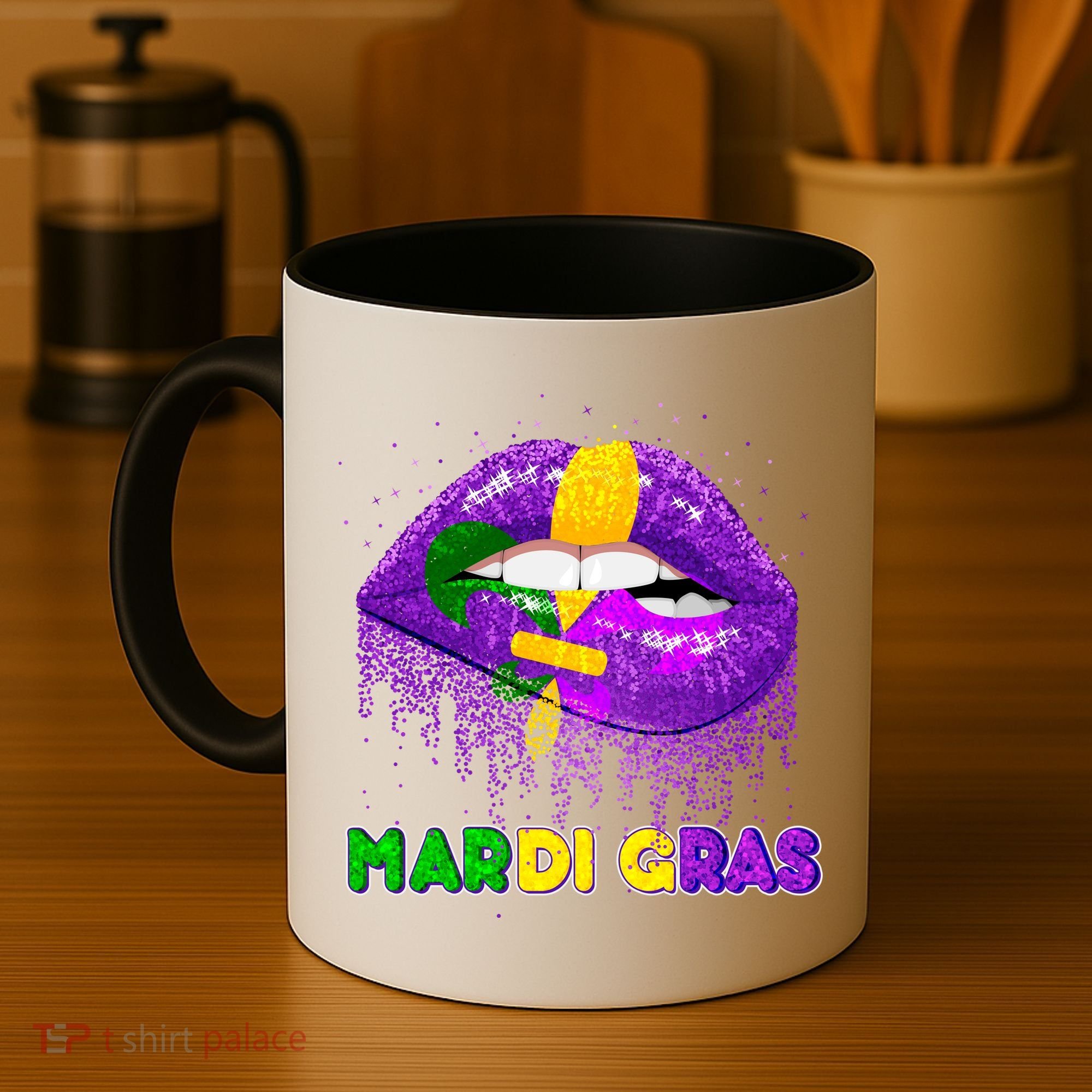 Mardi Gras Sparkle Lips Coffee Mug