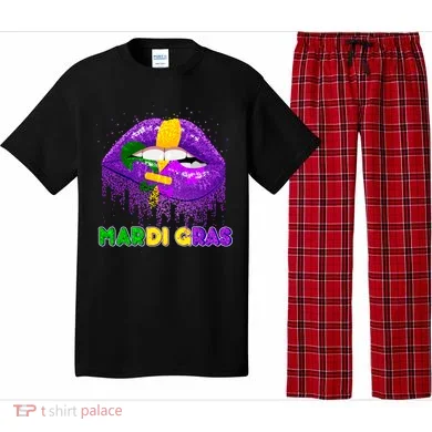 Mardi Gras Sparkle Lips Pajama Set