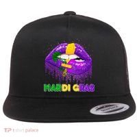 Mardi Gras Sparkle Lips Flat Bill Trucker Hat thumb 0