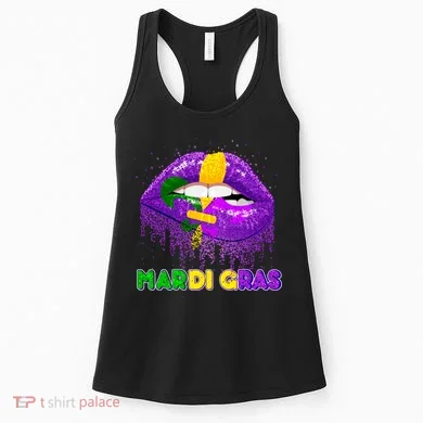 Mardi Gras Sparkle Lips Women's Tank Top