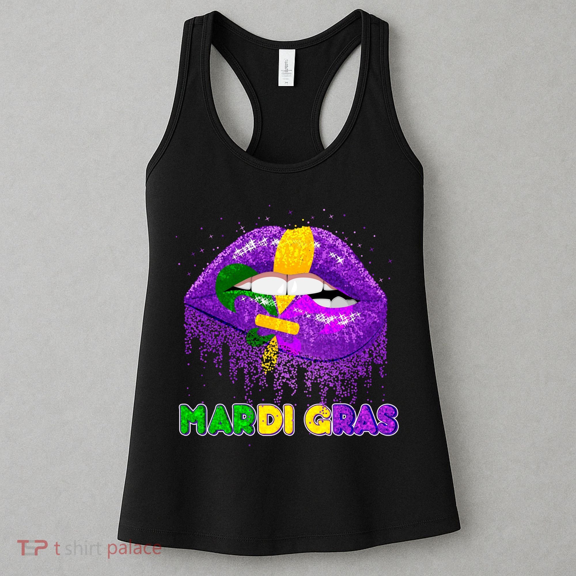 Mardi Gras Sparkle Lips Women's Tank Top