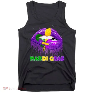 Mardi Gras Sparkle Lips Tank Top