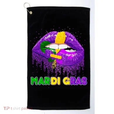 Mardi Gras Sparkle Lips Golf Towel
